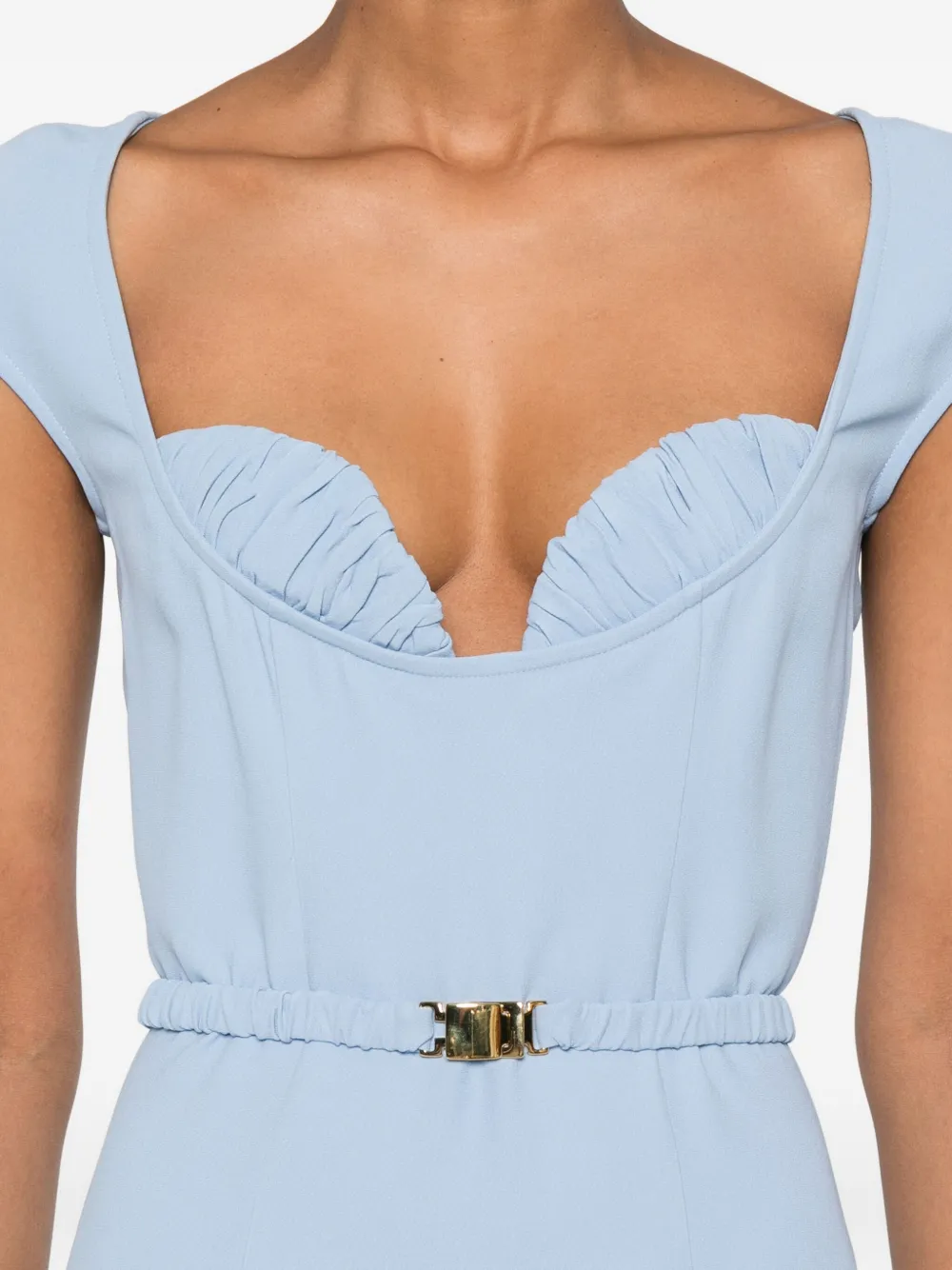 Rowen Rose Maxi-jurk met kapmouwen en ceintuur Blauw