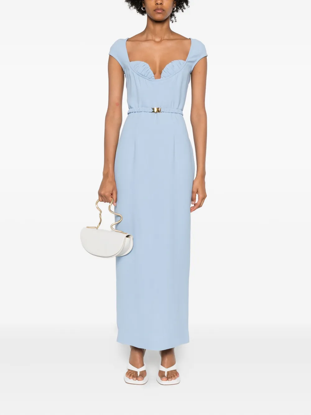Rowen Rose Maxi-jurk met kapmouwen en ceintuur - Blauw