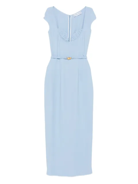Rowen Rose belted cap-sleeve maxi dress