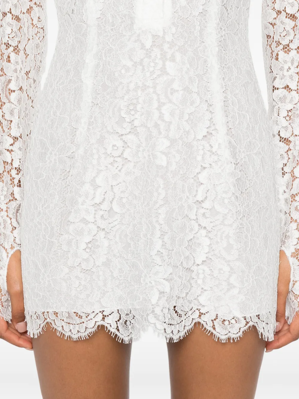 Long-Sleeve Lace Mini Dress