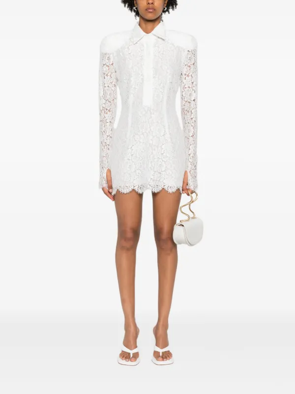 Rowen Rose long-sleeve Lace Mini Dress | White | FARFETCH