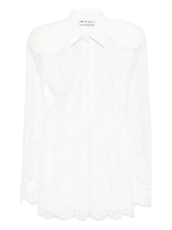 Rowen Rose long-sleeve Lace Mini Dress | White | FARFETCH