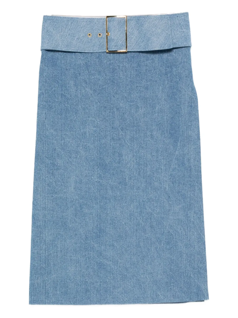 Rowen Rose belted denim midi skirt Blauw