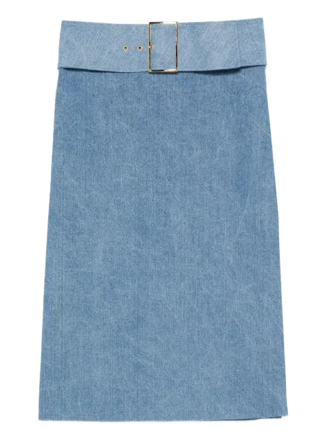 Rowen Rose belted denim midi skirt