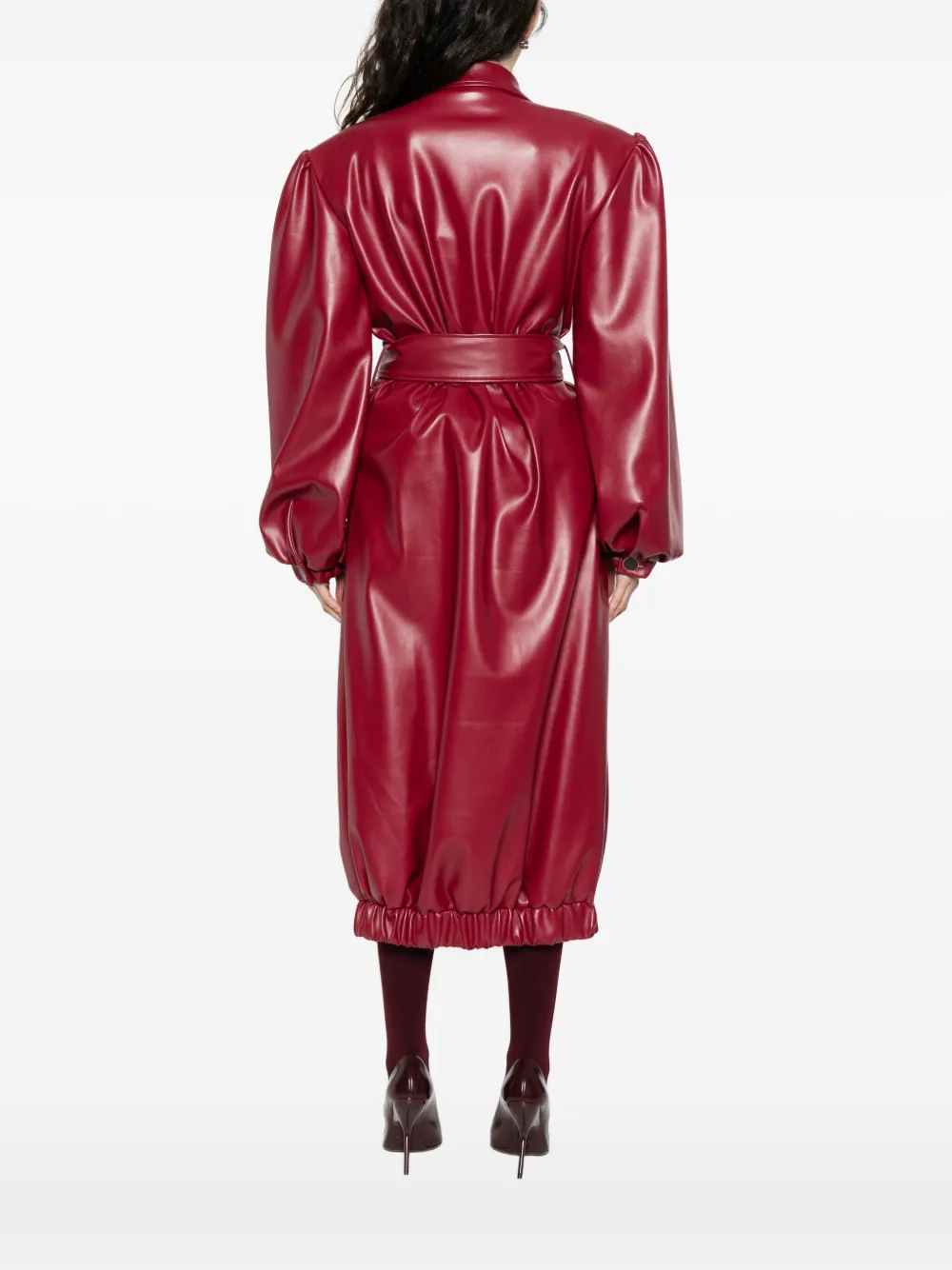 Rowen Rose belted puff-sleeve coat Rood