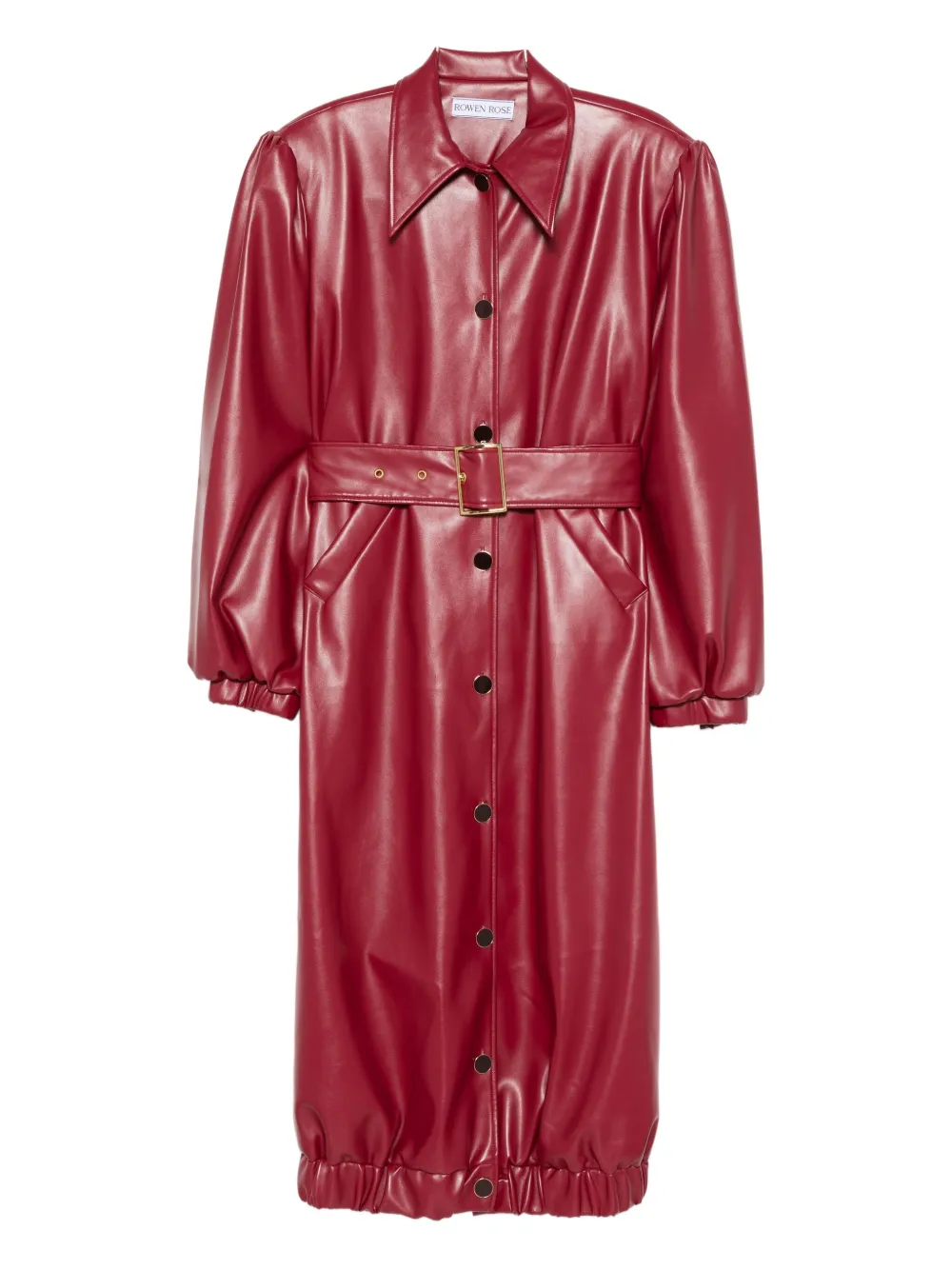 Rowen Rose belted puff-sleeve coat Rood