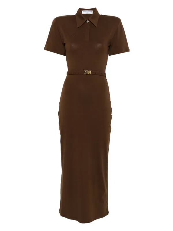 Rowen Rose Short Sleeve Midi Dress | Brown | FARFETCH UZ