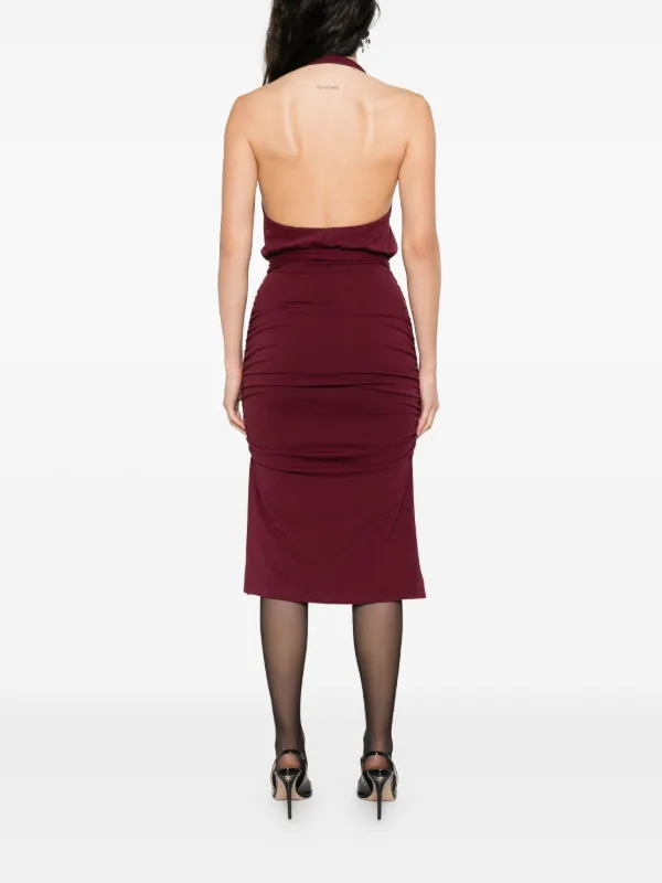 Rowen Rose V-neck Draped Mini Dress | Red | FARFETCH ID