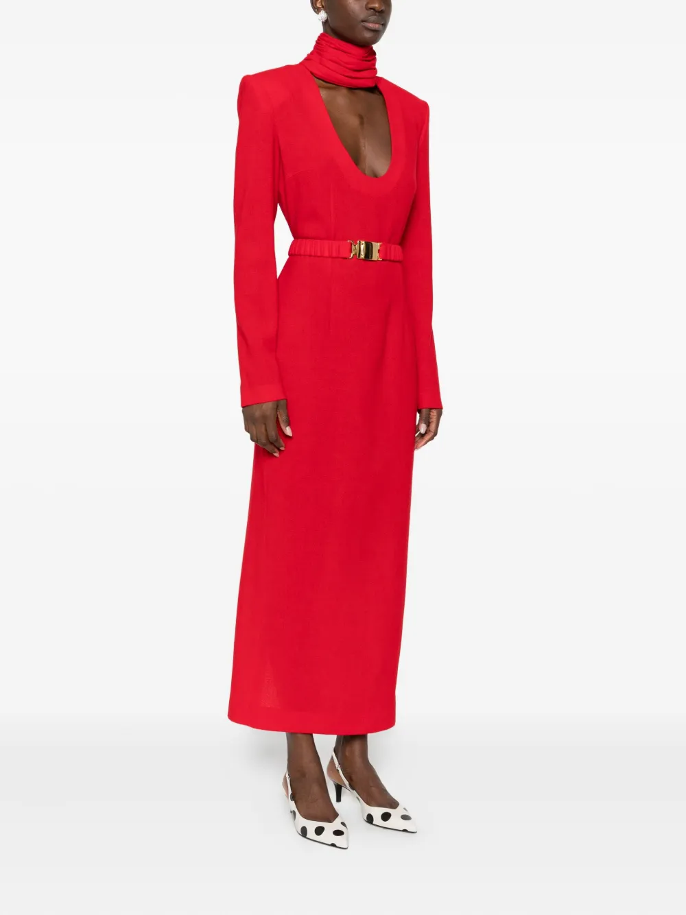 Rowen Rose Belted Maxi Dress In Red