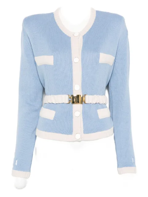 Rowen Rose two-tone belted cardigan