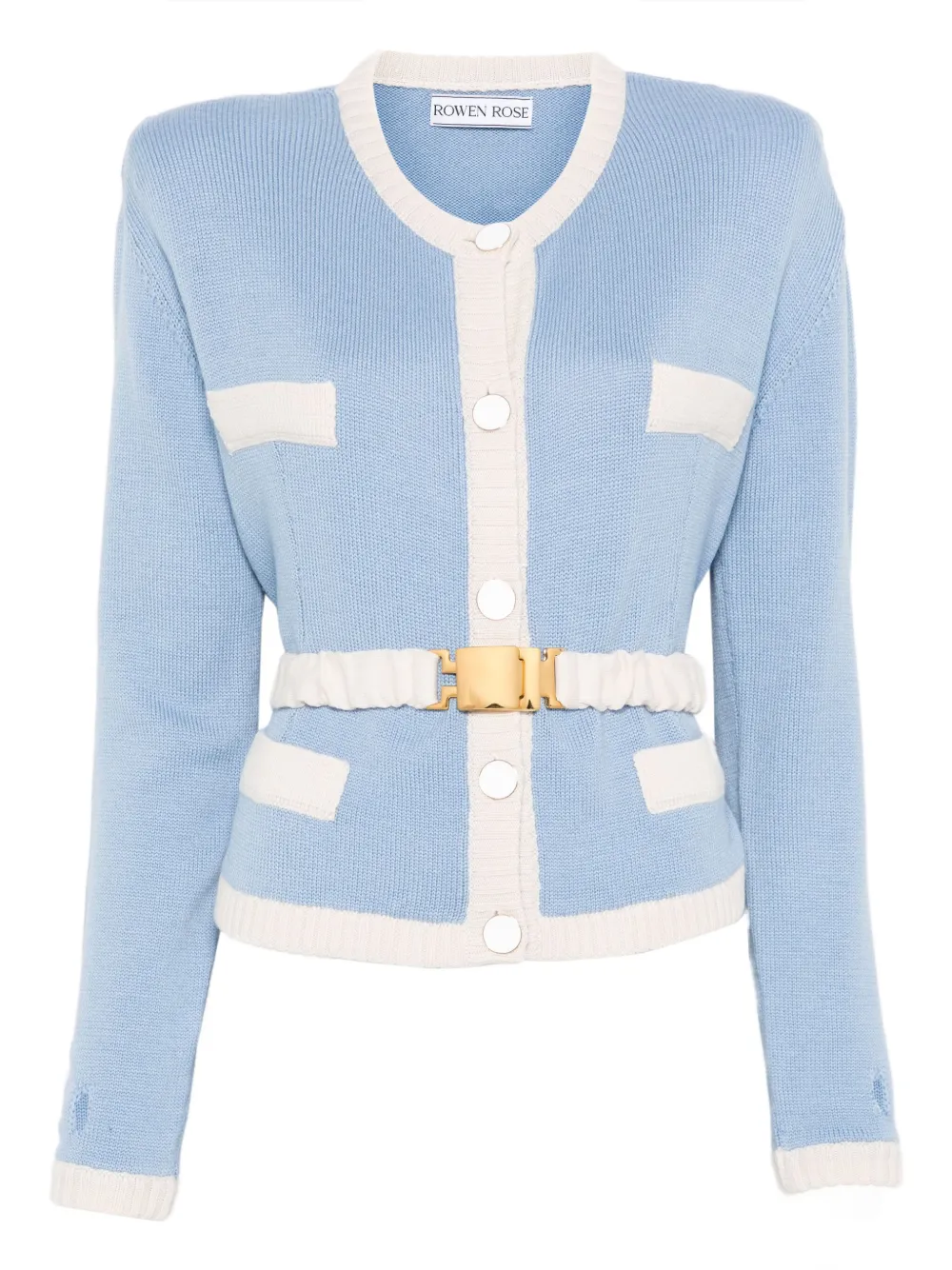Rowen Rose Cardigan bicolor com cinto | Azul | Image 1