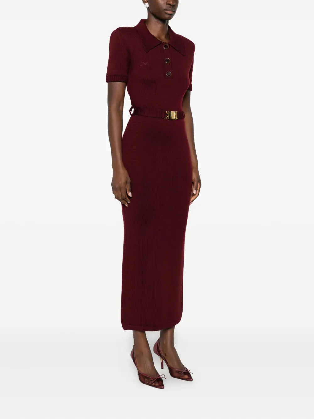 Rowen Rose Short Sleeve Midi Dress In Red