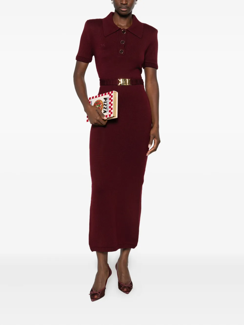Rowen Rose short sleeve midi dress - Rood