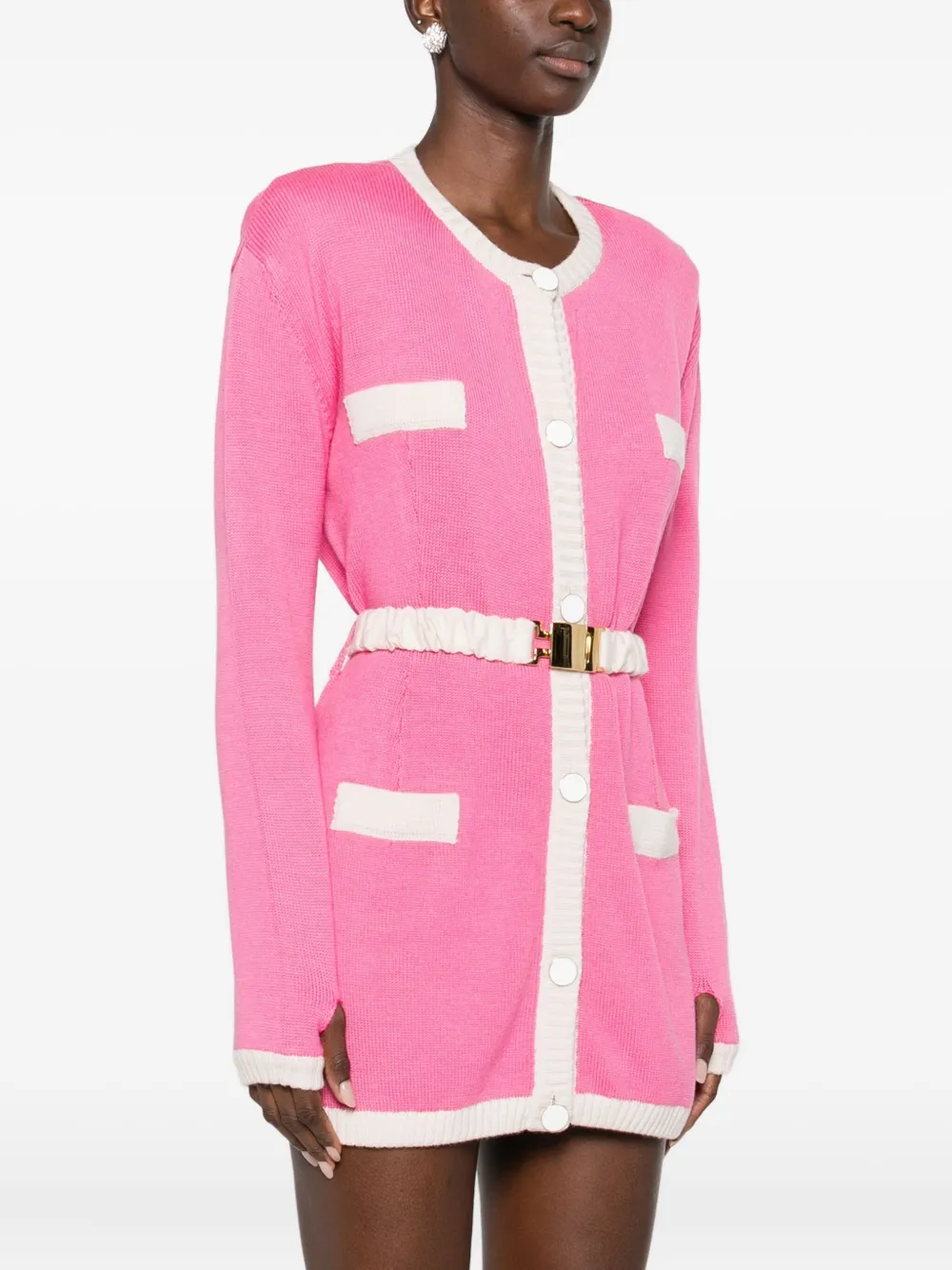 Rowen Rose Two-tone Belted Cardigan In Multi