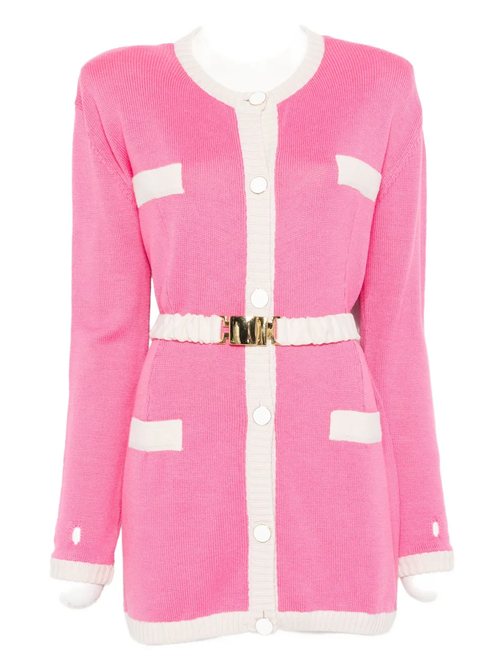 Rowen Rose Two-tone Belted Cardigan In Multi