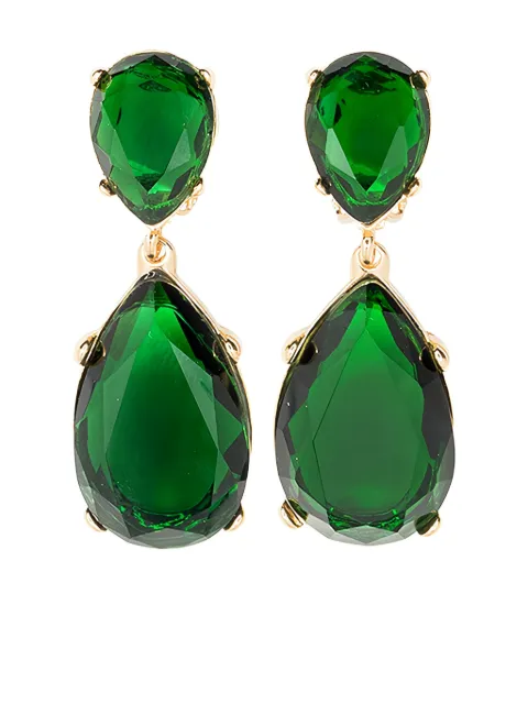 Kenneth Jay Lane emerald-embellished earrings 