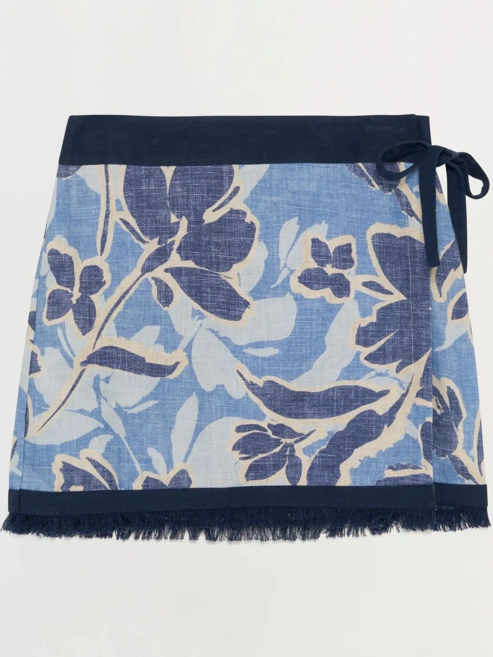 Simkhai Bethany Hydrangea-printed Linen Mini Wrap Skirt In Blue