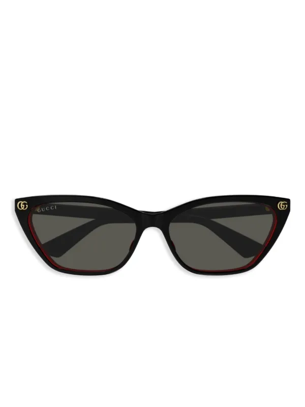 GUCCI ブラック サングラス キャットアイ Gucci Eyewear キャットアイ サングラス | ブラック | FARFETCH JP