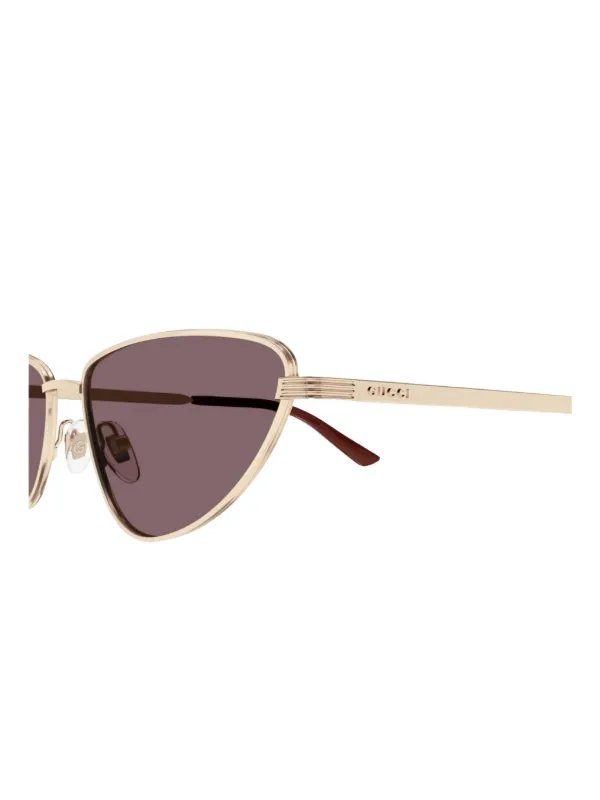 Gucci キャットアイサングラス ゴールドロゴ Gucci Eyewear キャットアイ サングラス | ゴールドトーン | FARFETCH JP