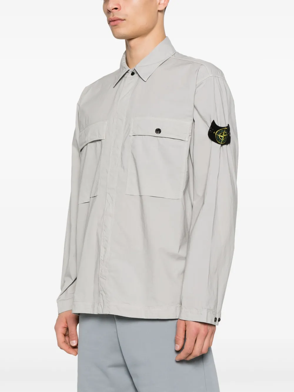 Stone Island Overhemd met Compass-logopatch Grijs