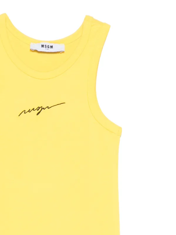 MSGM Kids logo-embroidered Dress | Yellow | FARFETCH