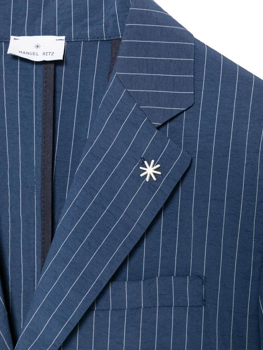 Manuel Ritz Pinstriped Blazer In Blue