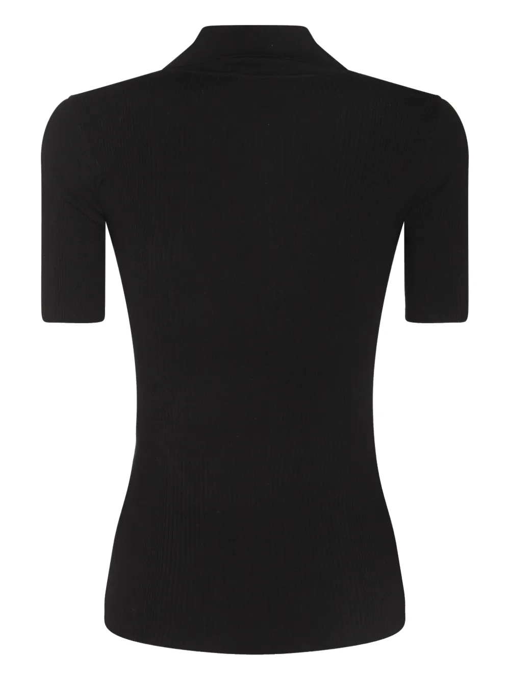 Elisabetta Franchi ribbed polo top - 110 BLACK