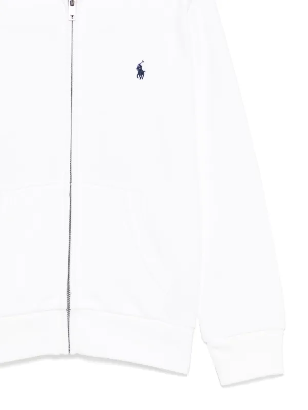 POLO RALPH LAUREN KIDS Embroidered full-zip Hoodie | White