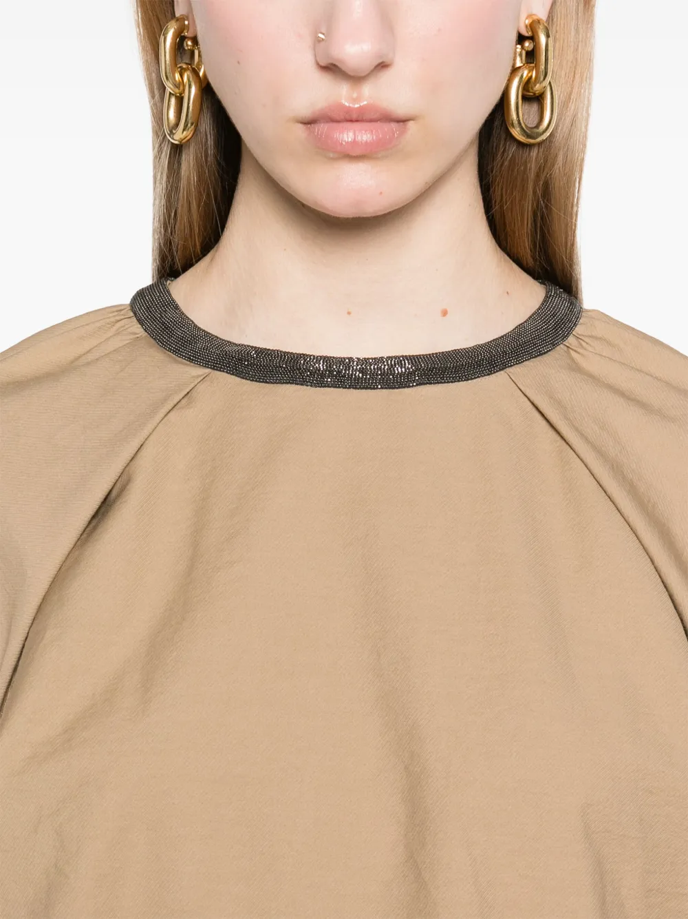 Brunello Cucinelli Monili blouse met kettingdetail Beige