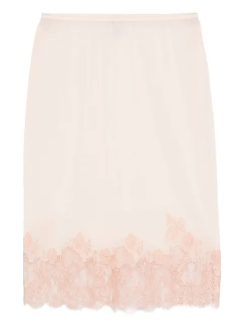 Carine Gilson Calais Caudry-lace silk slip skirt