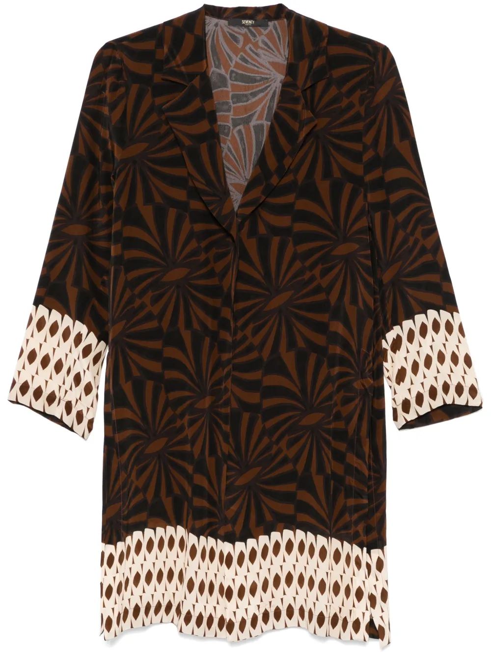 graphic-print overcoat