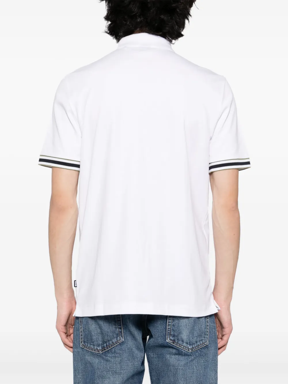 BOSS Poloshirt met contrasterende afwerking Wit