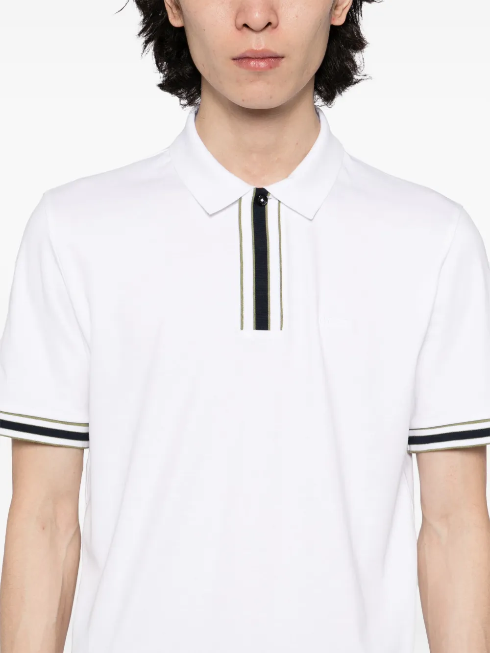 BOSS Poloshirt met contrasterende afwerking Wit