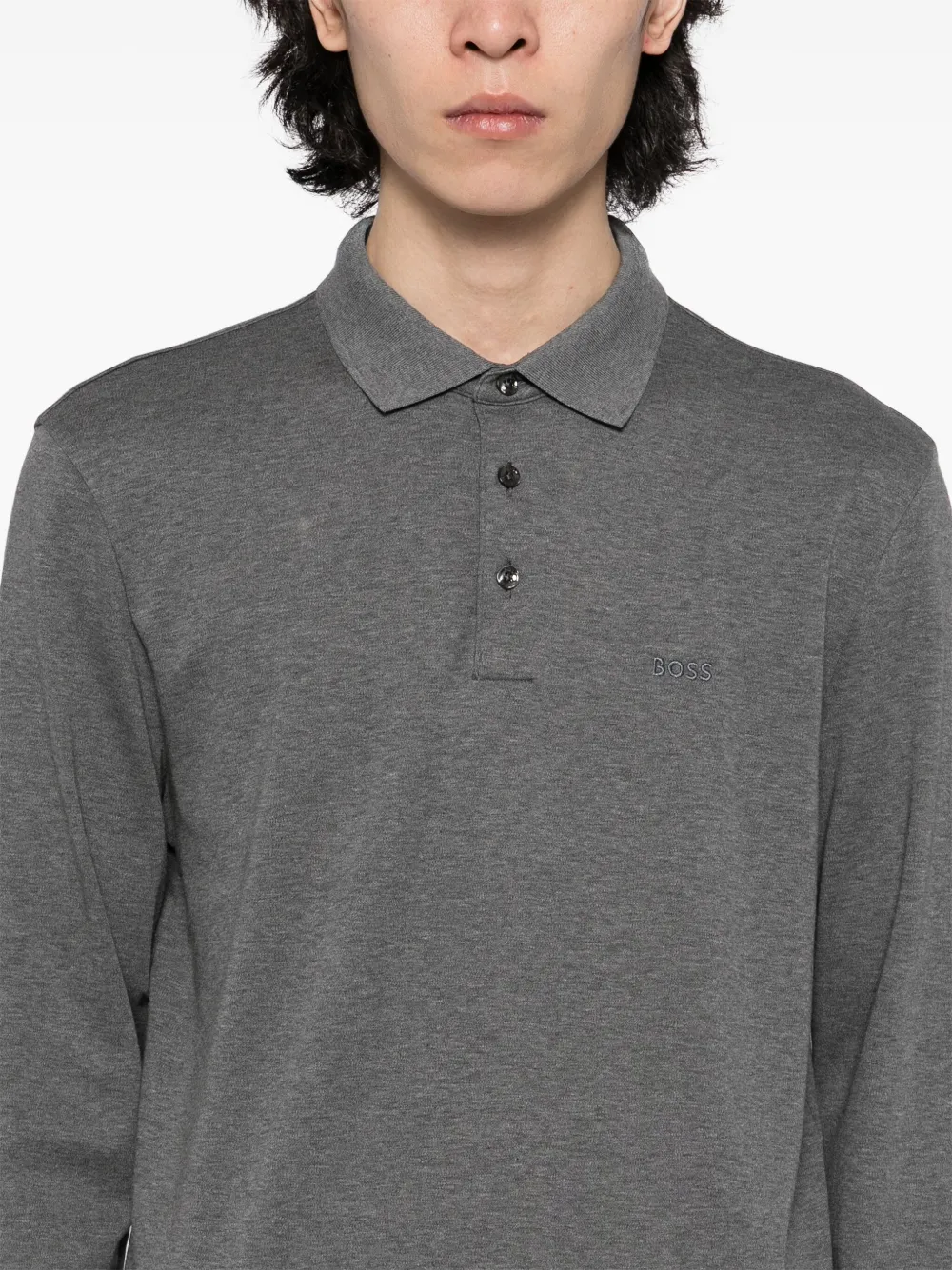 BOSS Poloshirt met geborduurd logo Grijs