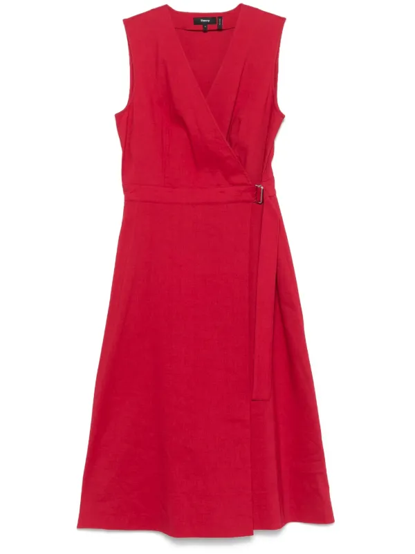 Theory A-line Midi Dress | Red