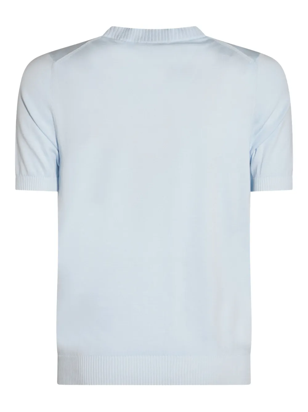 Malo Fijngebreid katoenen T-shirt - Blauw