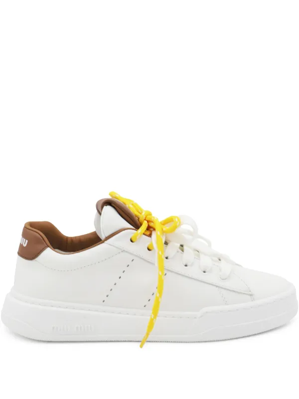 Miu Miu Chunky Leather Sneakers in White