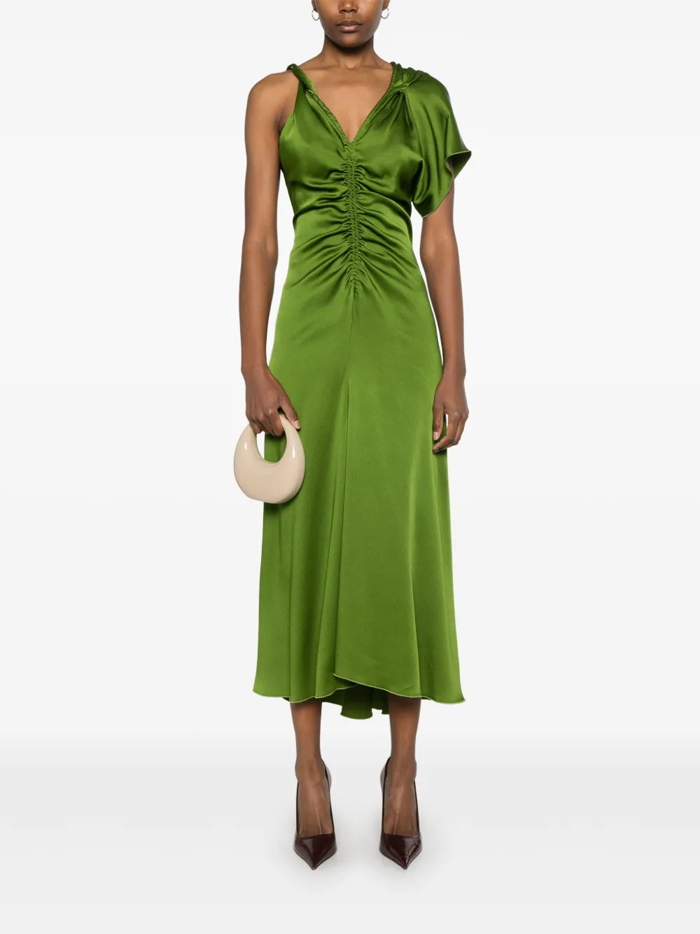 Victoria Beckham Midi-jurk met ruches - Groen