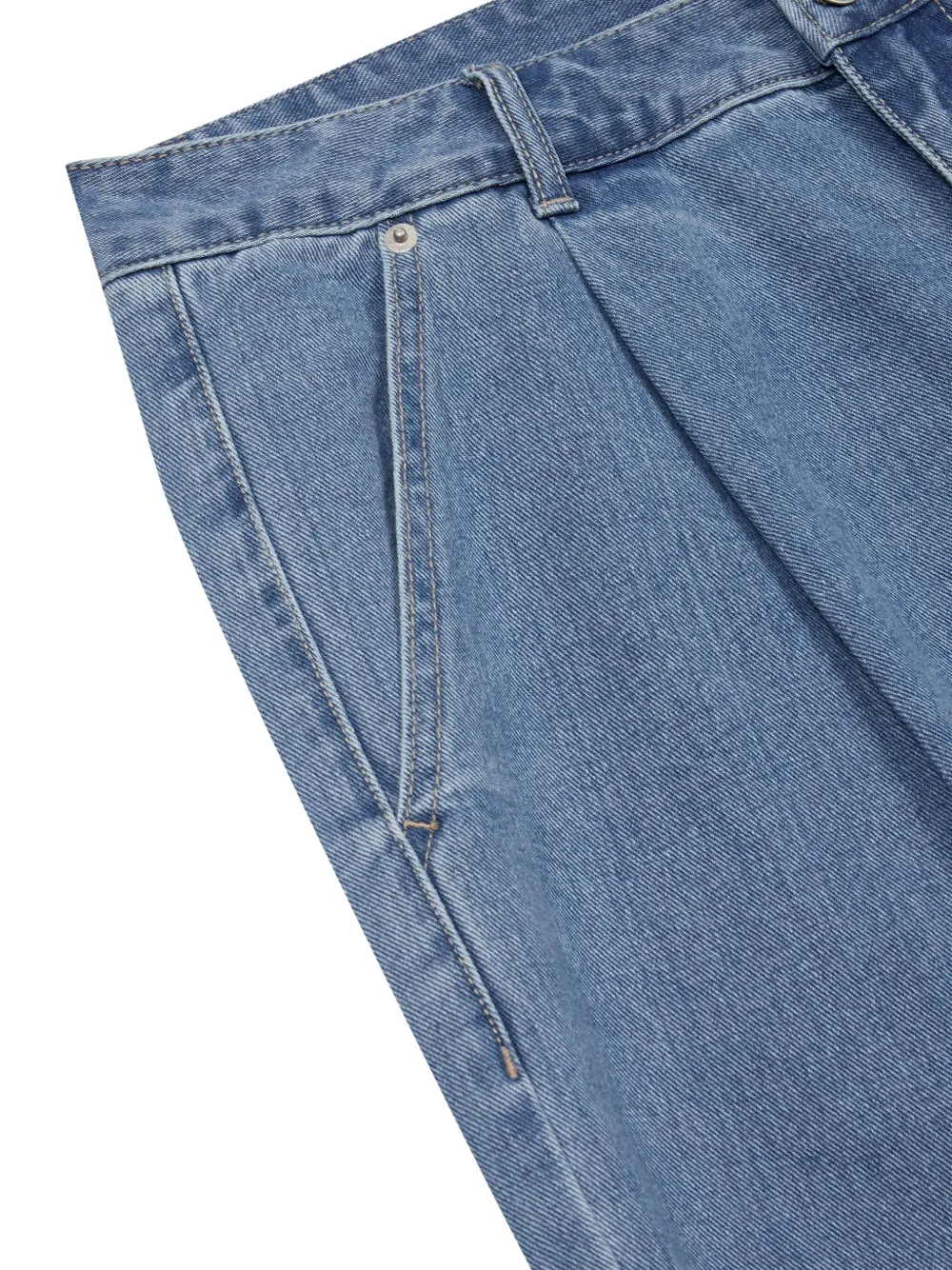 STUDIO TOMBOY Jeans met wijde pijpen en geplooid detail Blauw