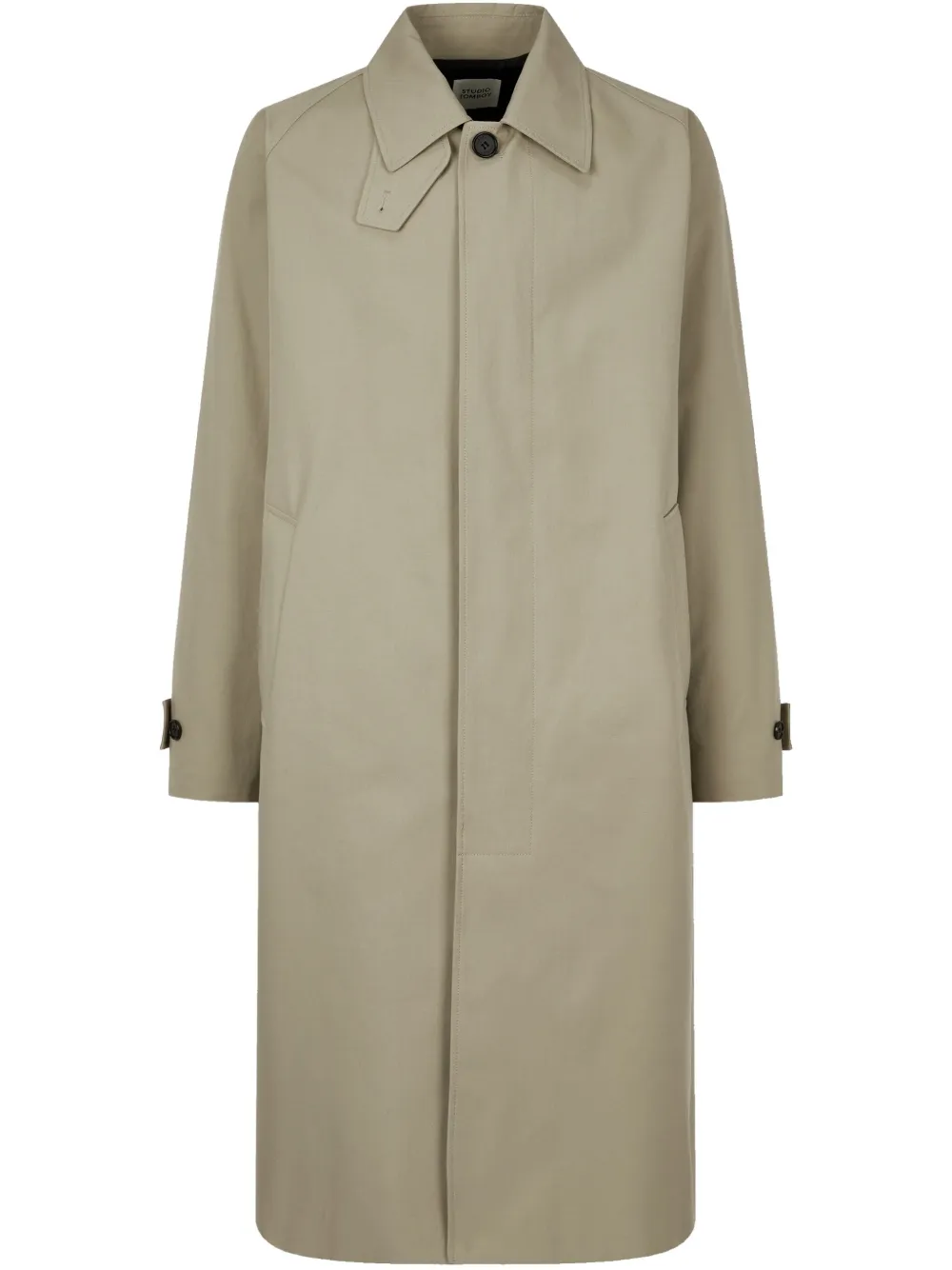 spread-collar trench coat