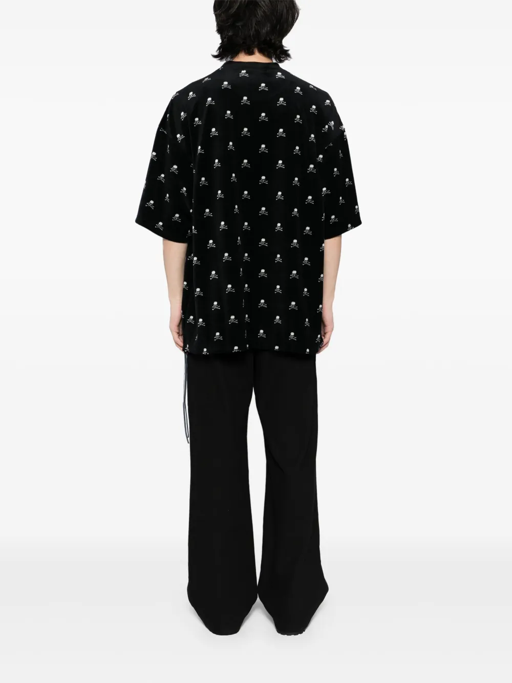 Mastermind Japan T-shirt met fluwelen logoprint Zwart