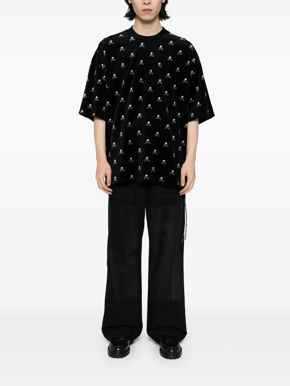 Mastermind Japan T-shirt met fluwelen logoprint - Zwart