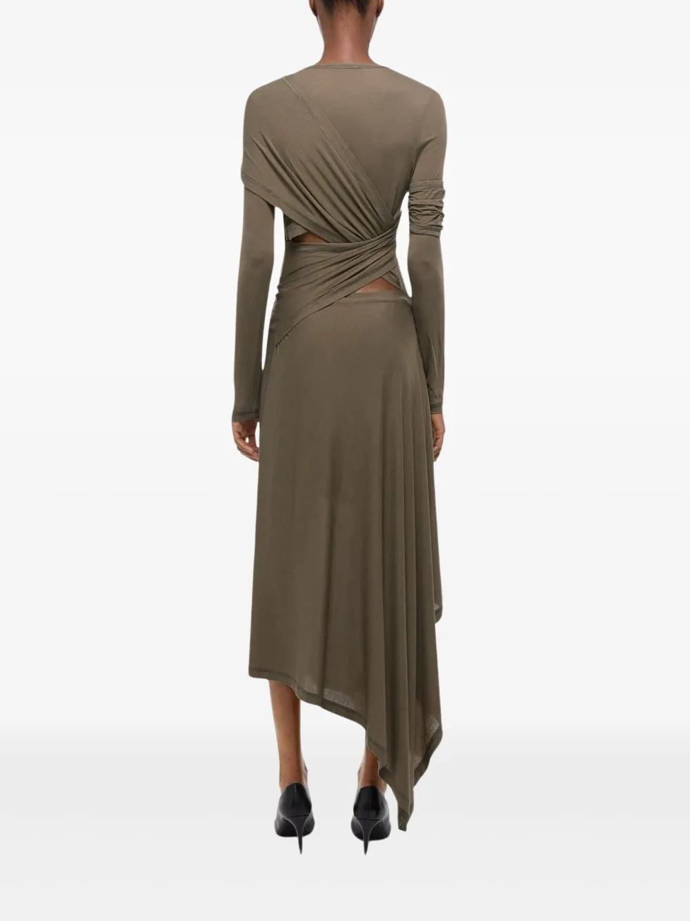 Helmut Lang Gesmockte midi-jurk Groen