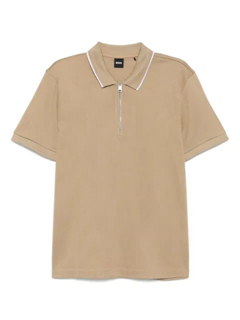 BOSS Structured Zip Placket polo shirt