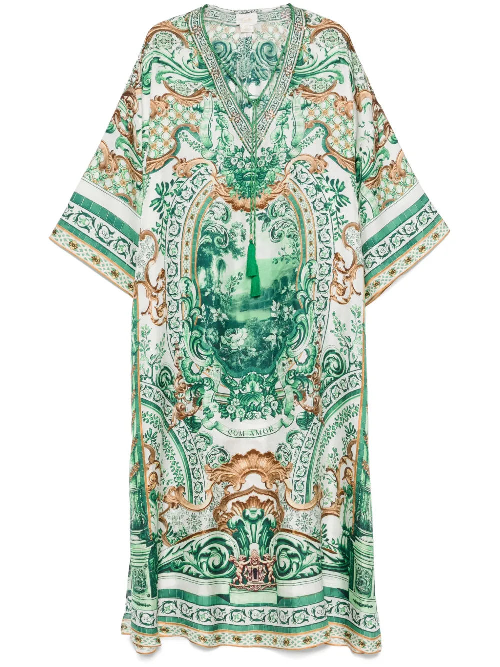 Camilla Printed Midi Dress In Green