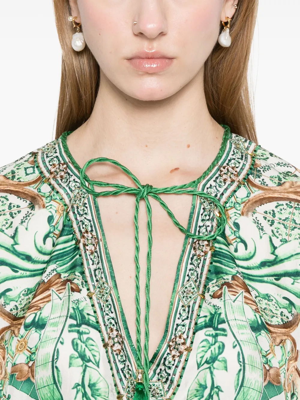 Camilla Printed Midi Dress In Green