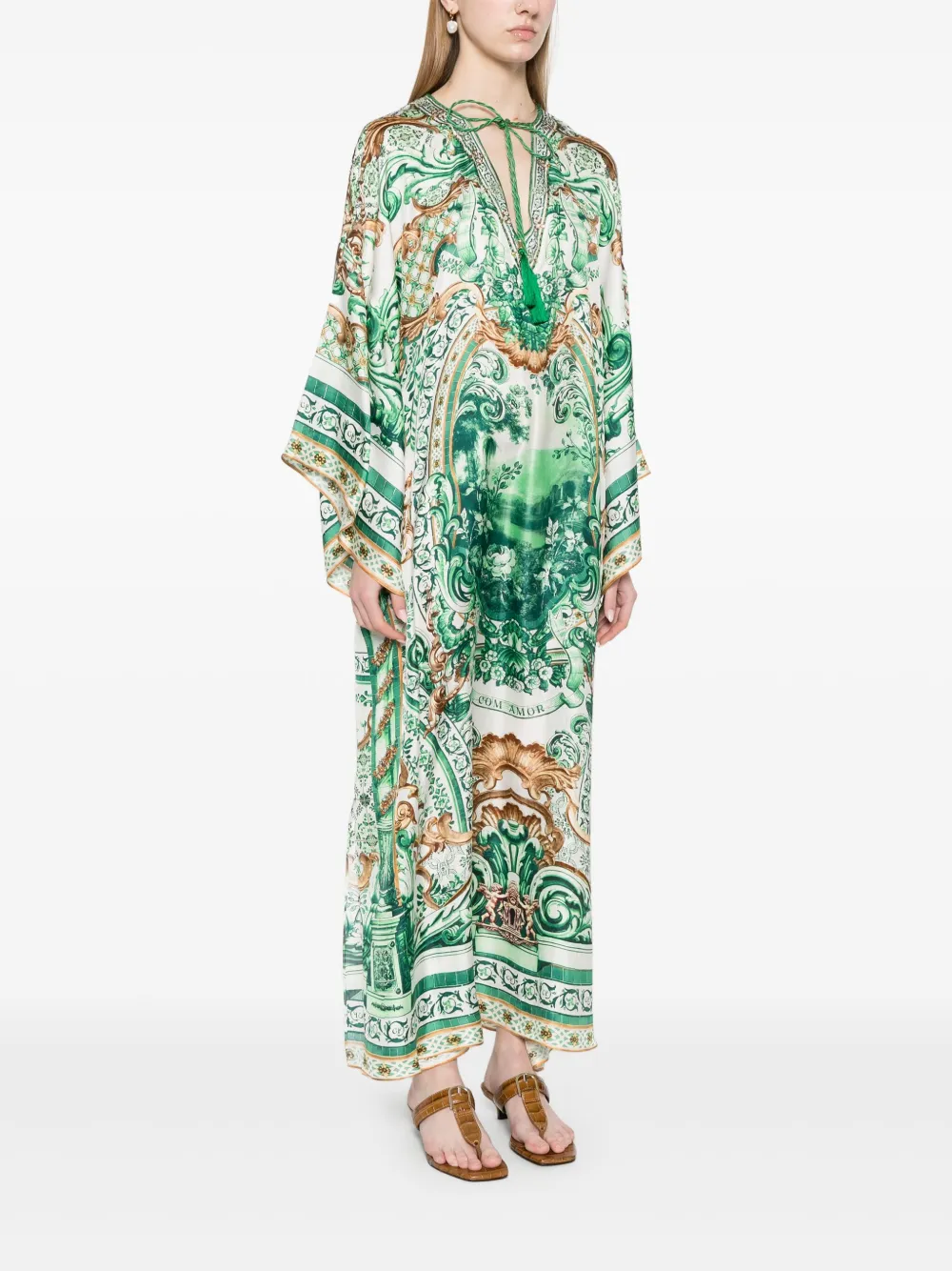 Camilla Printed Midi Dress In Green