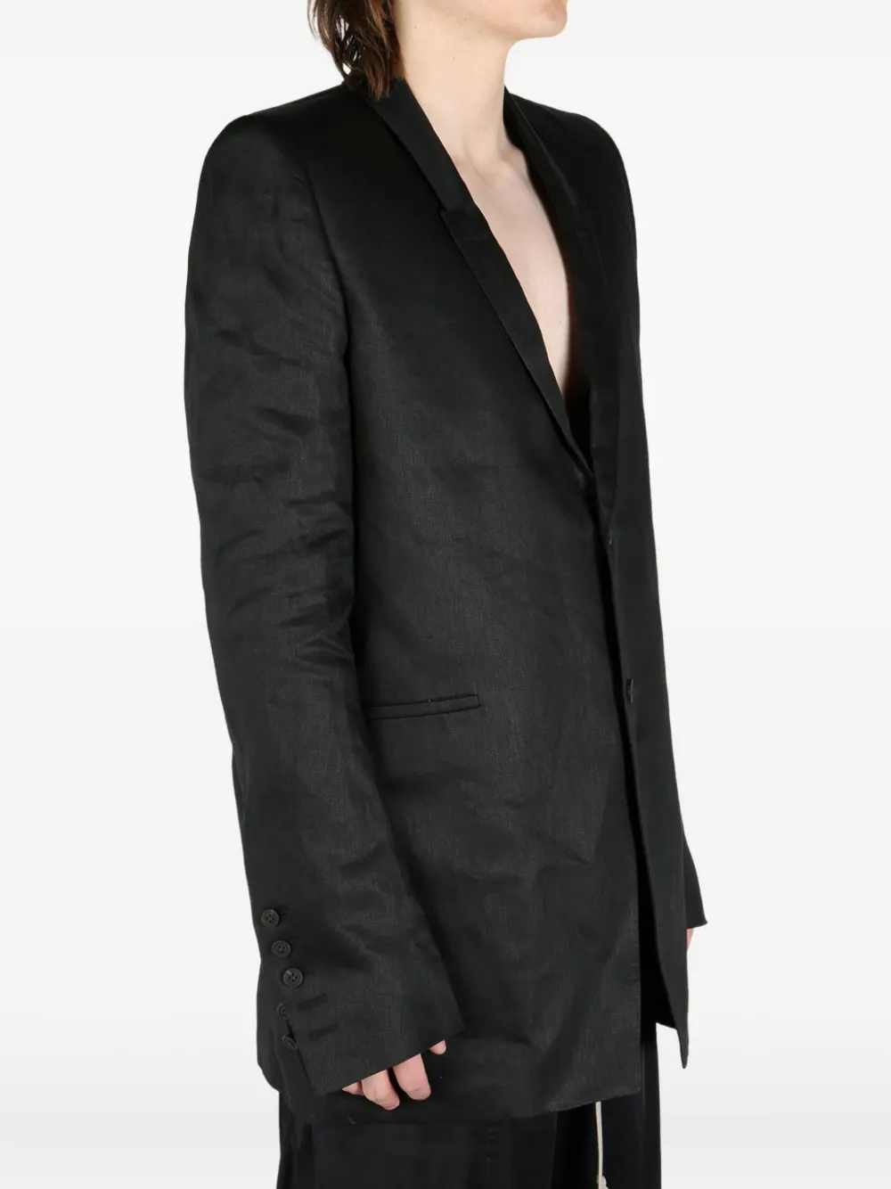 Rick Owens satin-finish blazer Zwart