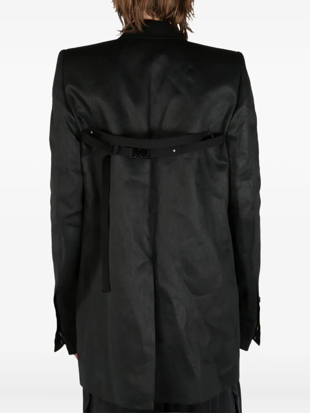 Rick Owens satin-finish blazer Zwart