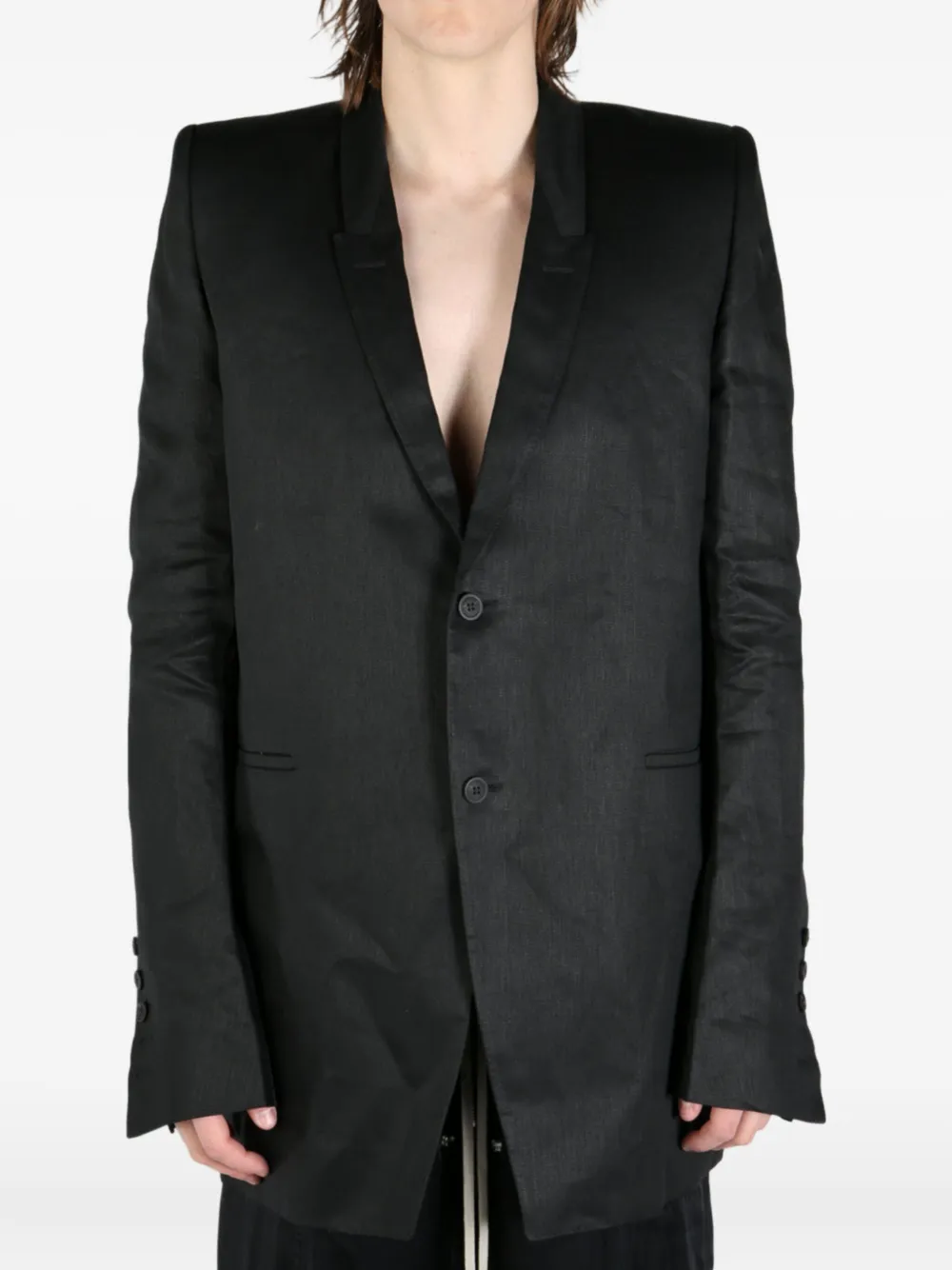 Rick Owens satin-finish blazer Zwart